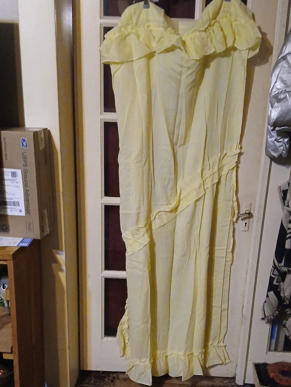 Yellow Ruffled Curtain Panel - Lightweight Sheer Drapery